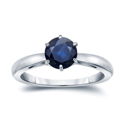 Gold 1 1/4ct 6-Prong Round Cut Blue Sapphire Solitaire Engagement Ring - Handcrafted By Name My Rings™