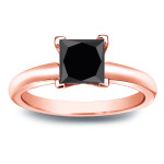 Gold 1 1/4ct Princess Cut Black Diamond Solitaire Engagement Ring - Handcrafted By Name My Rings™