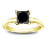 Gold 1 1/4ct Princess Cut Black Diamond Solitaire Engagement Ring - Handcrafted By Name My Rings™