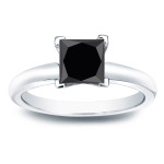 Gold 1 1/4ct Princess Cut Black Diamond Solitaire Engagement Ring - Handcrafted By Name My Rings™