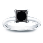 Gold 1 1/4ct Princess Cut Black Diamond Solitaire Engagement Ring - Handcrafted By Name My Rings™