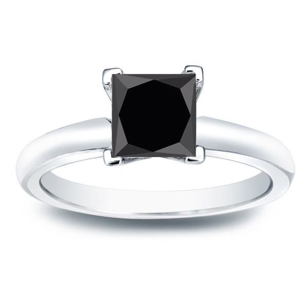 Gold 1 1/4ct Princess Cut Black Diamond Solitaire Engagement Ring - Handcrafted By Name My Rings™