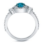 Gold 1 1/4ct TDW Blue Round Diamond Engagement Ring - Handcrafted By Name My Rings™