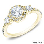 Gold 1 1/4ct TDW Round Diamond Halo Engagement Ring - Handcrafted By Name My Rings™