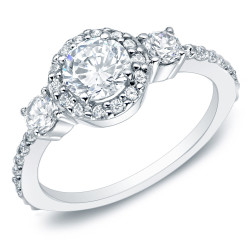 Gold 1 1/4ct TDW Round Diamond Halo Engagement Ring - Handcrafted By Name My Rings™