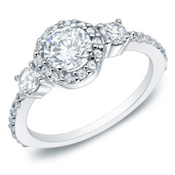 Gold 1 1/4ct TDW Round Diamond Halo Engagement Ring - Handcrafted By Name My Rings™