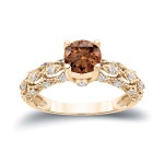 Gold 1 1/4ct TW Brown and White Diamond Engagement Ring - Handcrafted By Name My Rings™