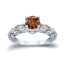 Gold 1 1/4ct TW Brown and White Diamond Engagement Ring - Handcrafted By Name My Rings™