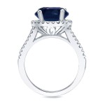 Gold 1 1/5ct Blue Sapphire and 1/2ct TDW Round Diamond Engagement Ring - Handcrafted By Name My Rings™