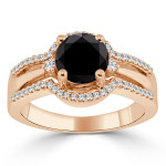Gold 1 1/5ct TDW Black Round Diamond Engagement Ring - Handcrafted By Name My Rings™