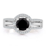 Gold 1 1/5ct TDW Black Round Diamond Engagement Ring - Handcrafted By Name My Rings™