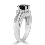 Gold 1 1/5ct TDW Black Round Diamond Engagement Ring - Handcrafted By Name My Rings™