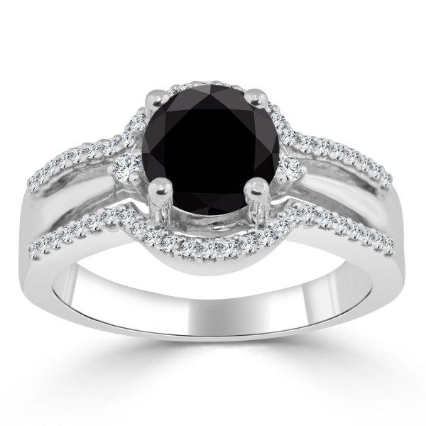 Gold 1 1/5ct TDW Black Round Diamond Engagement Ring - Handcrafted By Name My Rings™