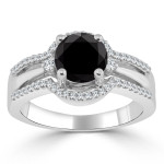Gold 1 1/5ct TDW Black Round Diamond Engagement Ring - Handcrafted By Name My Rings™