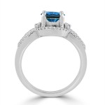 Gold 1 1/5ct TDW Blue Round Diamond Engagement Ring - Handcrafted By Name My Rings™