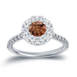 Gold 1 1/6ct TDW Brown and Whiate Diamond Engagement Ring - Handcrafted By Name My Rings™
