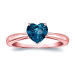 Gold 1 1/6ct TDW Heart Shaped Blue Diamond Solitaire Engagement Ring - Handcrafted By Name My Rings™