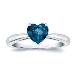 Gold 1 1/6ct TDW Heart Shaped Blue Diamond Solitaire Engagement Ring - Handcrafted By Name My Rings™