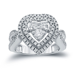 Gold 1 1/6ct TDW Round Diamond Halo Engagement Ring - Handcrafted By Name My Rings™