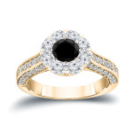 Gold 1 3/4ct TDW Black and White Diamond Engagement Ring - Handcrafted By Name My Rings™