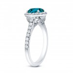 Gold 1 3/4ct TDW Blue Round Halo Diamond Engagement Ring - Handcrafted By Name My Rings™