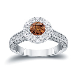 Gold 1 3/4ct TDW Brown and White Diamond Engagement Ring - Handcrafted By Name My Rings™