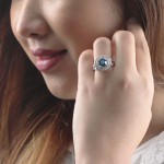 Gold 1 3/4ct TDW Double Halo Blue Diamond Engagement Ring - Handcrafted By Name My Rings™