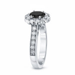 Gold 1 3/4ct TDW Round Cut Black Diamond Halo Engagement Ring - Handcrafted By Name My Rings™