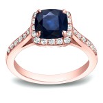 Gold 1 3/5ct Blue Sapphire and 2/5ct TDW Diamond Engagement Ring - Handcrafted By Name My Rings™