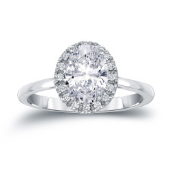 Gold 1 3/5ct TDW Certified Oval Diamond Halo Engagement Ring - Handcrafted By Name My Rings™