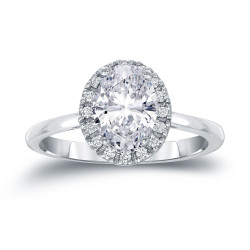 Gold 1 3/5ct TDW Certified Oval Diamond Halo Engagement Ring - Handcrafted By Name My Rings™