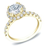Gold 1 3/5ct TDW Certified Round Diamond Engagement Ring - Handcrafted By Name My Rings™