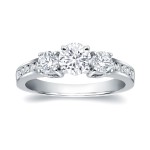 Gold 1 3/5ct TDW Round Diamond Three Stone Ring - Handcrafted By Name My Rings™