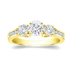 Gold 1 3/5ct TDW Round Diamond Three Stone Ring - Handcrafted By Name My Rings™