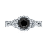 Gold 1 3/8ct TDW Black Round Diamond Halo Engagement Ring - Handcrafted By Name My Rings™