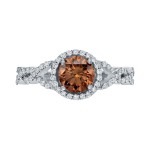 Gold 1 3/8ct TDW Brown Round Diamond Halo Engagement Ring - Handcrafted By Name My Rings™