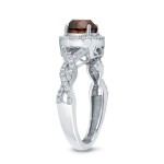 Gold 1 3/8ct TDW Brown Round Diamond Halo Engagement Ring - Handcrafted By Name My Rings™