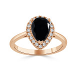 Gold 1 4/6ct TDW Black Pear-Shaped Diamond Halo Engagement Ring - Handcrafted By Name My Rings™