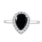 Gold 1 4/6ct TDW Black Pear-Shaped Diamond Halo Engagement Ring - Handcrafted By Name My Rings™