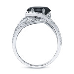 Gold 1 7/8ct TDW Round Cut Black Diamond Halo Bridal Ring Set - Handcrafted By Name My Rings™