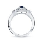 Gold 1/10ct Blue Sapphire and 1/4ct TDW Diamond Engagement Ring - Handcrafted By Name My Rings™