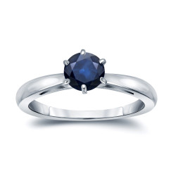 Gold 1/2ct 6-Prong Round Cut Blue Sapphire Solitaire Engagement Ring - Handcrafted By Name My Rings™