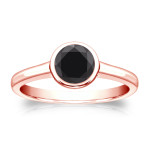 Gold 1/2ct Bezel Round Cut Black Diamond Solitaire Engagement Ring - Handcrafted By Name My Rings™