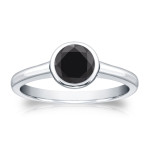 Gold 1/2ct Bezel Round Cut Black Diamond Solitaire Engagement Ring - Handcrafted By Name My Rings™