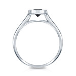Gold 1/2ct Bezel Round Cut Black Diamond Solitaire Engagement Ring - Handcrafted By Name My Rings™
