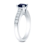 Gold 1/2ct Blue Sapphire and 1/2ct TDW Diamond Ring - Handcrafted By Name My Rings™
