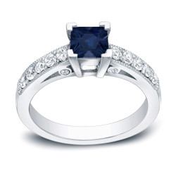 Gold 1/2ct Blue Sapphire and 1/2ct TDW Diamond Ring - Handcrafted By Name My Rings™
