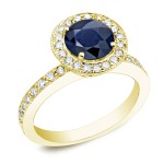 Gold 1/2ct Blue Sapphire and 1/2ct TDW Round Diamonds Engagement Ring - Handcrafted By Name My Rings™
