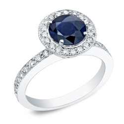 Gold 1/2ct Blue Sapphire and 1/2ct TDW Round Diamonds Engagement Ring - Handcrafted By Name My Rings™