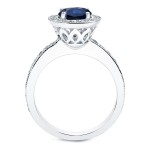 Gold 1/2ct Blue Sapphire and 1/2ct TDW Round Diamonds Engagement Ring - Handcrafted By Name My Rings™